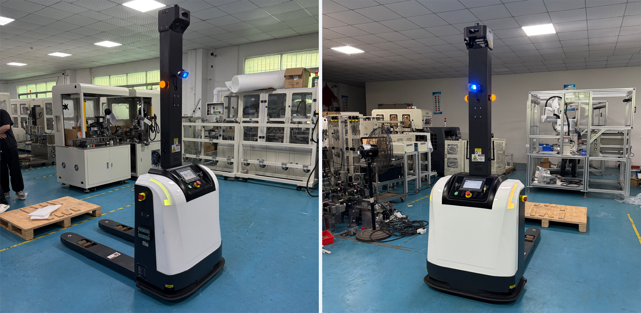 Autonomous forklift operating in a real factory environment as part of warehouse automation expansion